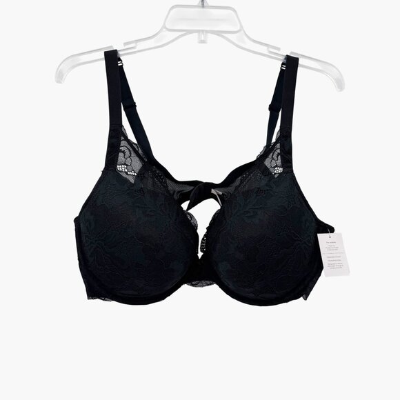 NEW Auden Sublime Lace Plunge Push Up Bra - Black - Picture 3 of 15